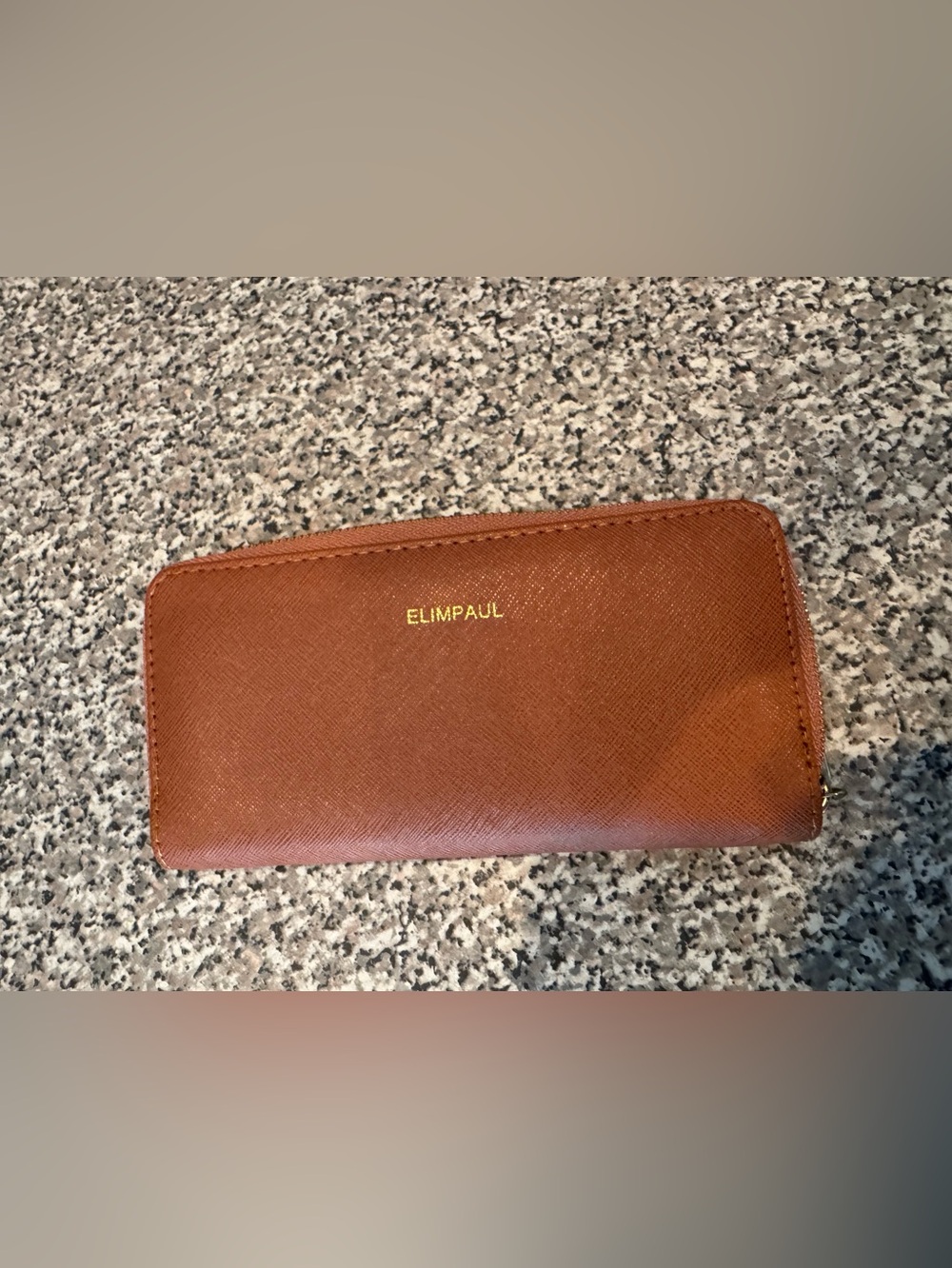 Brown Saffiano Zip Wallet